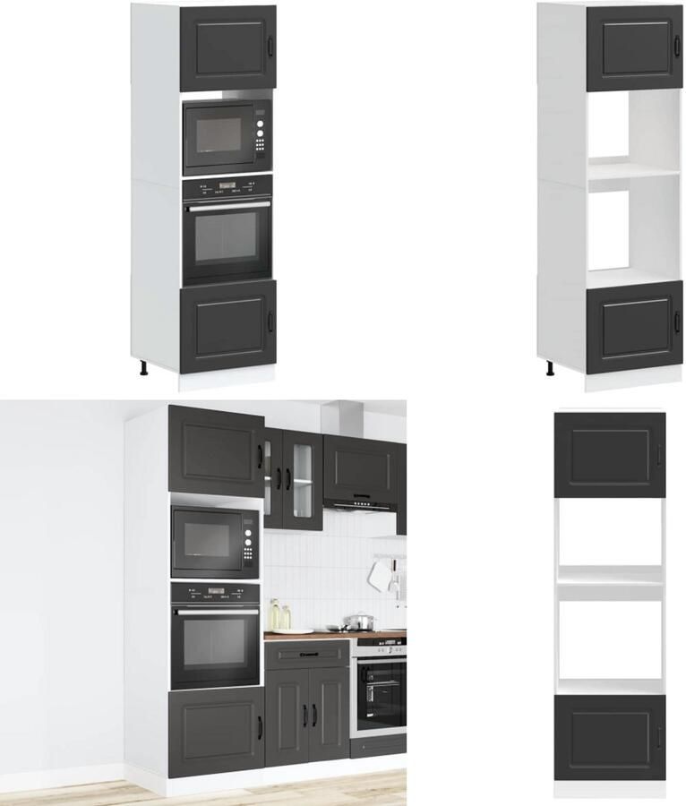 VidaXL Ovenkasten 2 st Lucca bewerkt hout zwart Ovenkast Ovenkasten Oveneenheid Keukenoveneenheid