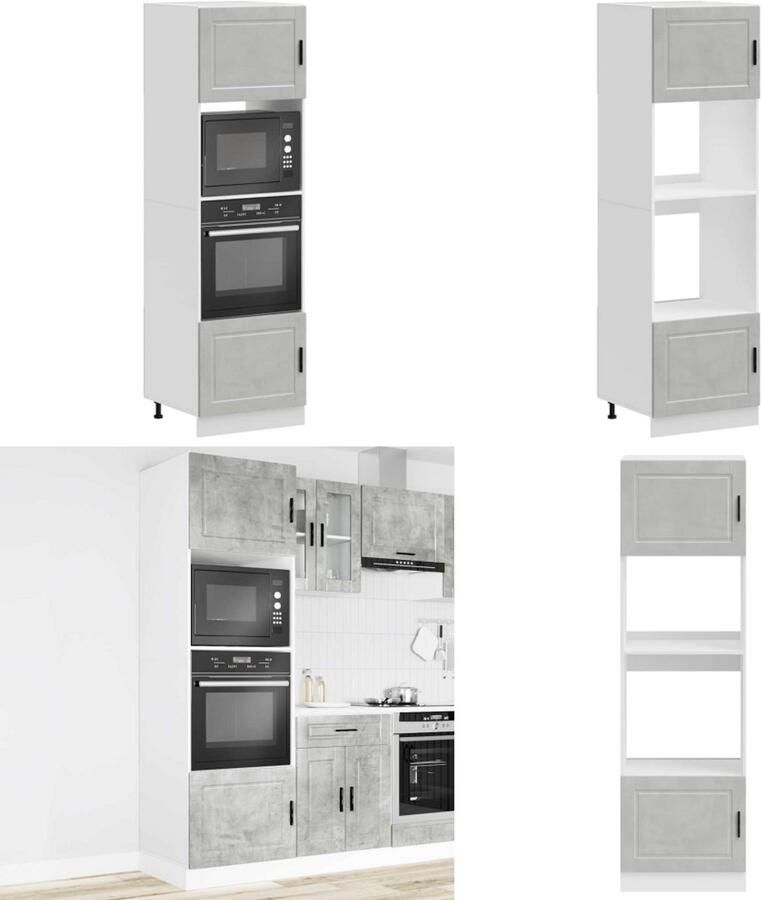 VidaXL Ovenkasten 2 st Porto bewerkt hout betongrijs Ovenkast Ovenkasten Oveneenheid Keukenoveneenheid