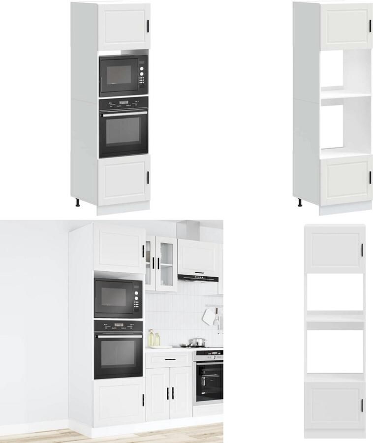 VidaXL Ovenkasten 2 st Porto bewerkt hout wit Ovenkast Ovenkasten Oveneenheid Keukenoveneenheid