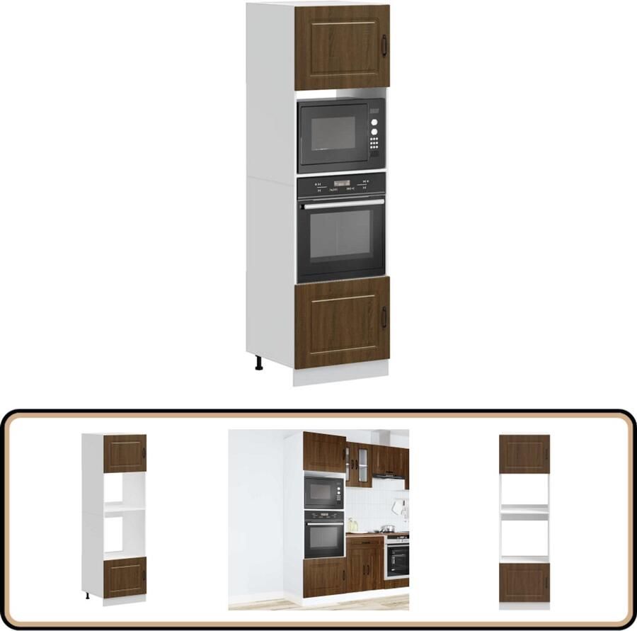 VidaXL Ovenkasten Lucca 2 stuks Bruin Eikenhout Ovenkast Keukenopbergruimte Houten Kast Bruine Eiken Kleur Lucca Serie