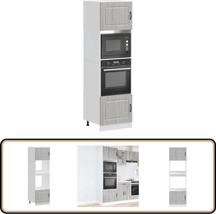 VidaXL Ovenkasten Lucca 2 stuks Grijs Sonoma Eiken Ovenkast Keukenmeubilair Houten Kast Opslagoplossing Grijze Kast