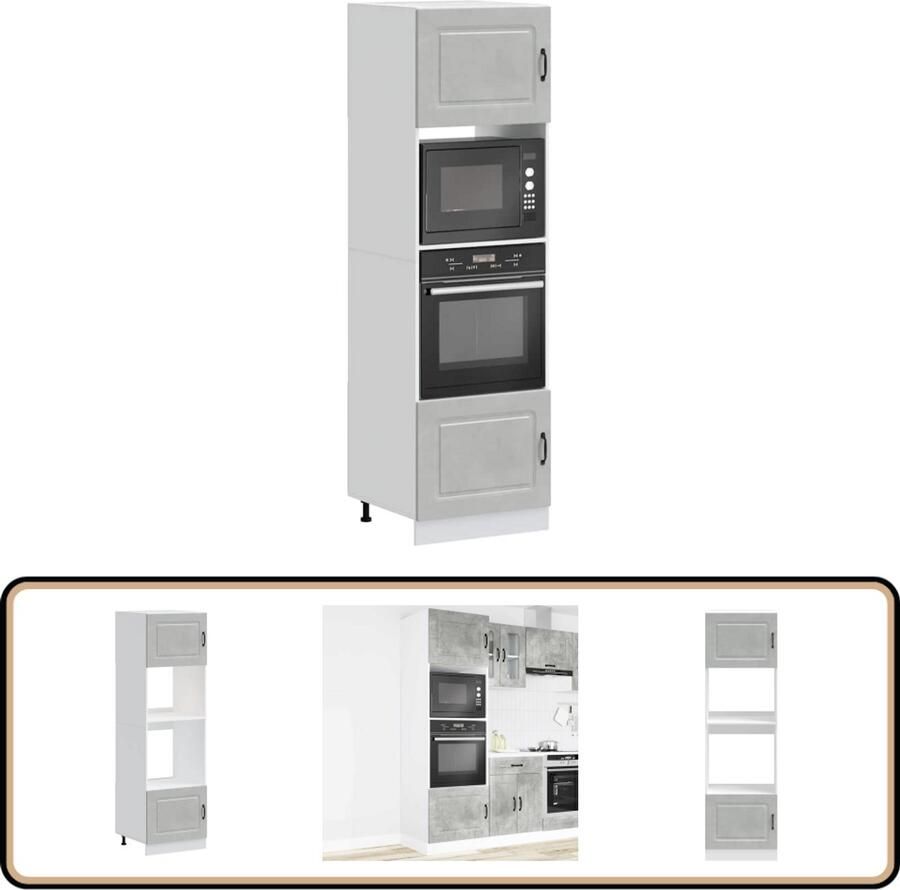 VidaXL Ovenkasten Lucca serie 2 stuks Betongrijs Ovenkast Houtsoort Keukenopstelling Opslagruimte Compact Design