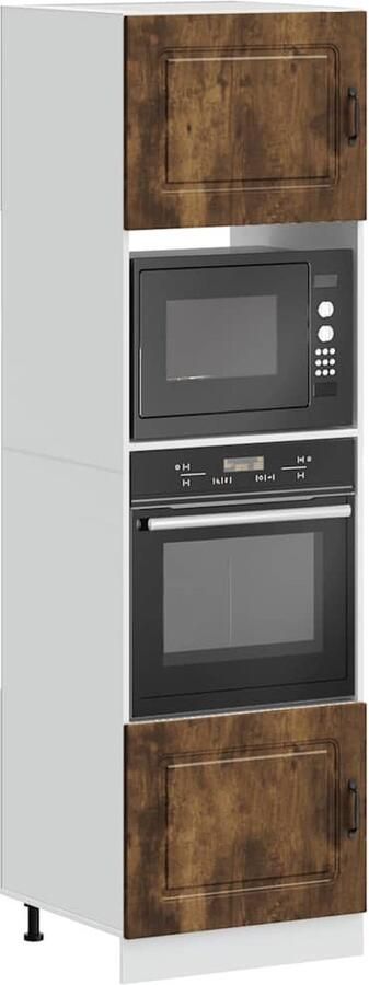 VidaXL Ovenkasten Lucca Set van 2 Gerookt Eiken Ovenkast Keukenopstelling Houten Kast Opslagruimte Compact Design - Foto 2