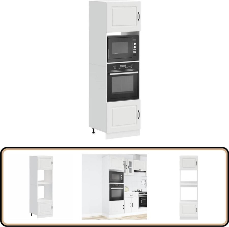 VidaXL Ovenkasten Lucca wit 2 stuks Verstelbare poten Ovenkast Keukenopbergruimte Houten Kast Wit Interieur Compact Design