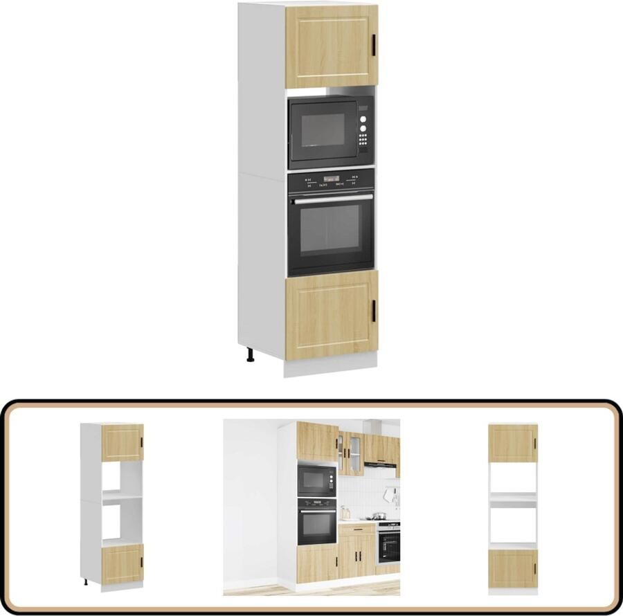 VidaXL Ovenkasten Porto 2 stuks Sonoma Eiken Ovenkast Houten Kast Keukenkasten Opslagruimte Sonoma Eiken