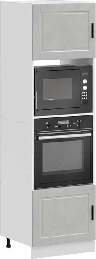 VidaXL Ovenkasten Porto Bewerkt hout Betongrijs 2 st Ovenkast Keukenapparatuur Houtskeuken Opslagruimte Compact - Foto 2