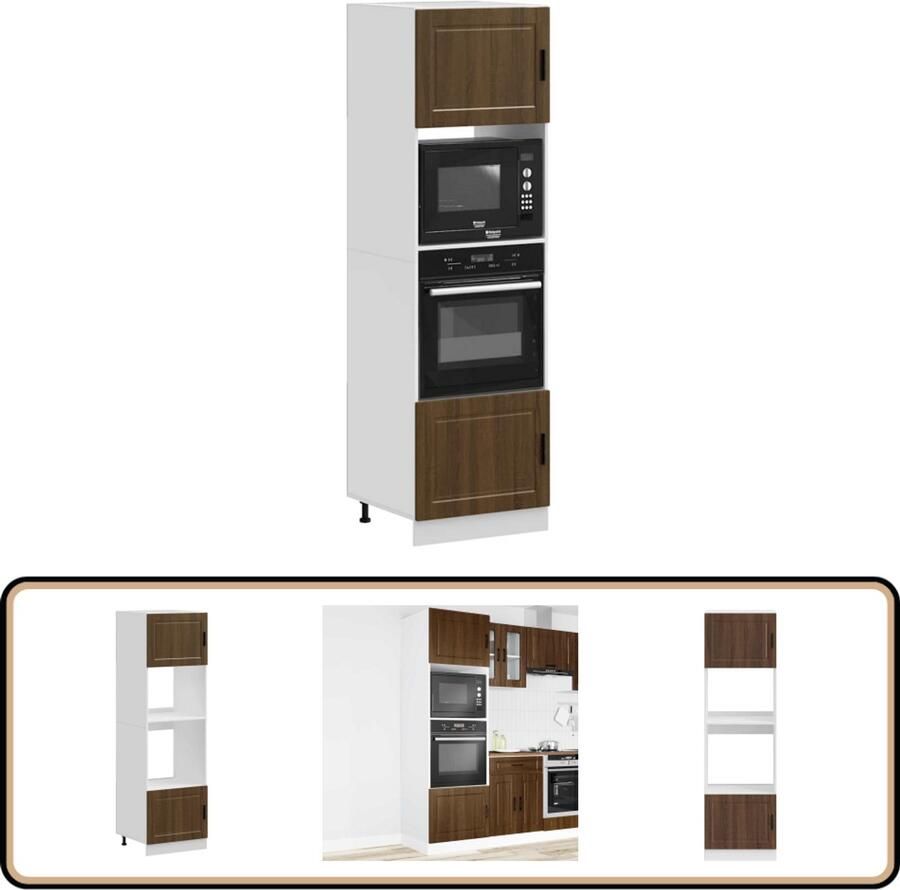 VidaXL Ovenkasten Porto Bruin Eiken Set van 2 Ovenkast Keukenopslag Houten Kast Bruine Eiken Compact Design