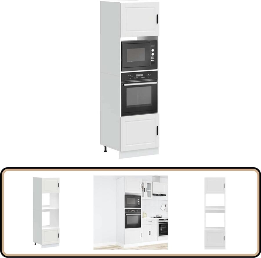 VidaXL Ovenkasten Porto Set van 2 Wit Ovenkast Keukenapparatuur Houten Kast Opslagruimte Compact