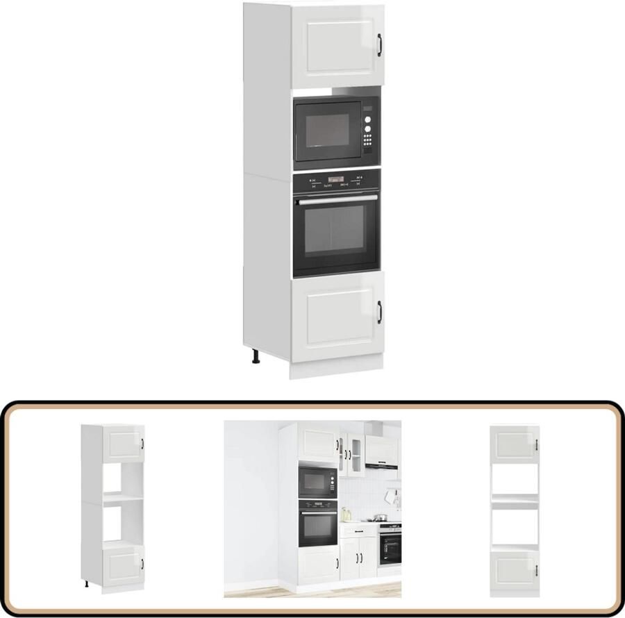 VidaXL Ovenkasten Set van 2 Lucca Glanzend Wit Ovenkast Keukenapparatuur Houtsoort Hoogglans Wit Lucca Serie