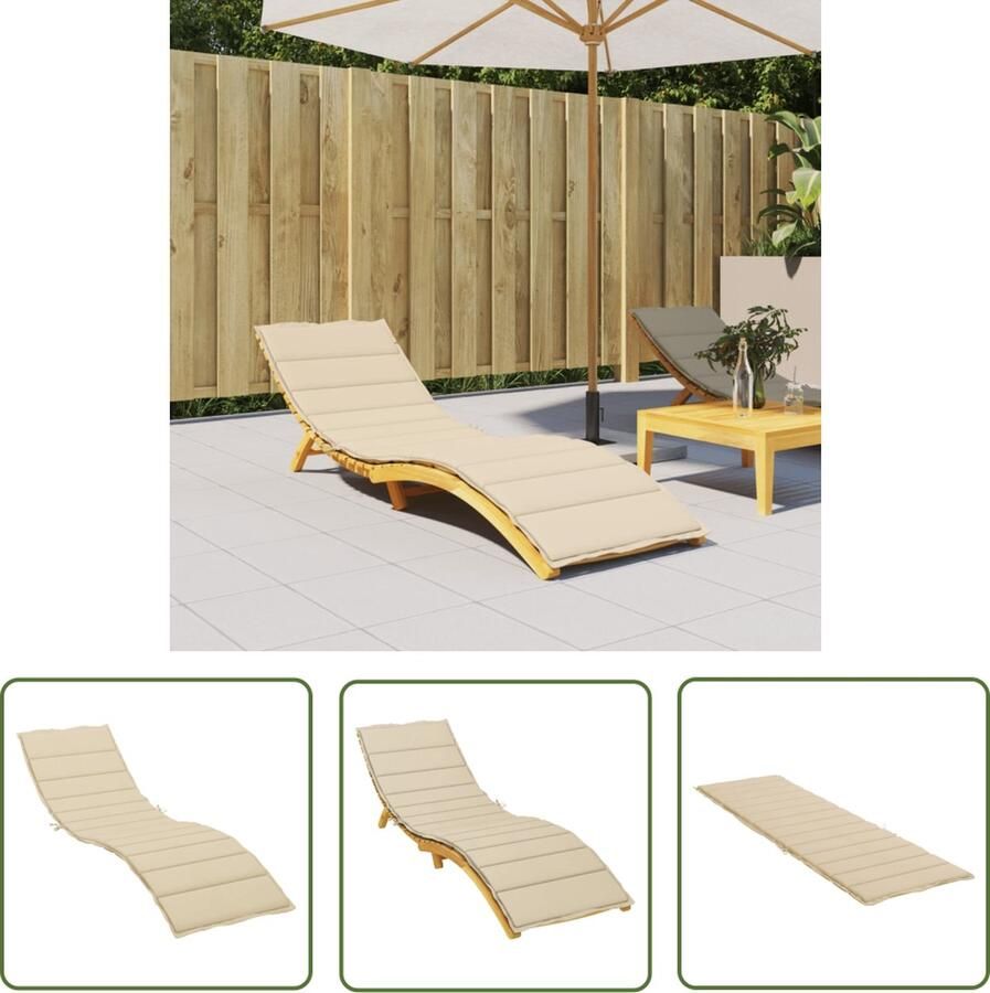 The Living Store Ligbedkussen Oxford 200x50x3 cm Waterafstotend – Beige Ligbedkussen Oxford Stof Waterafstotend Beige Tuinstoel