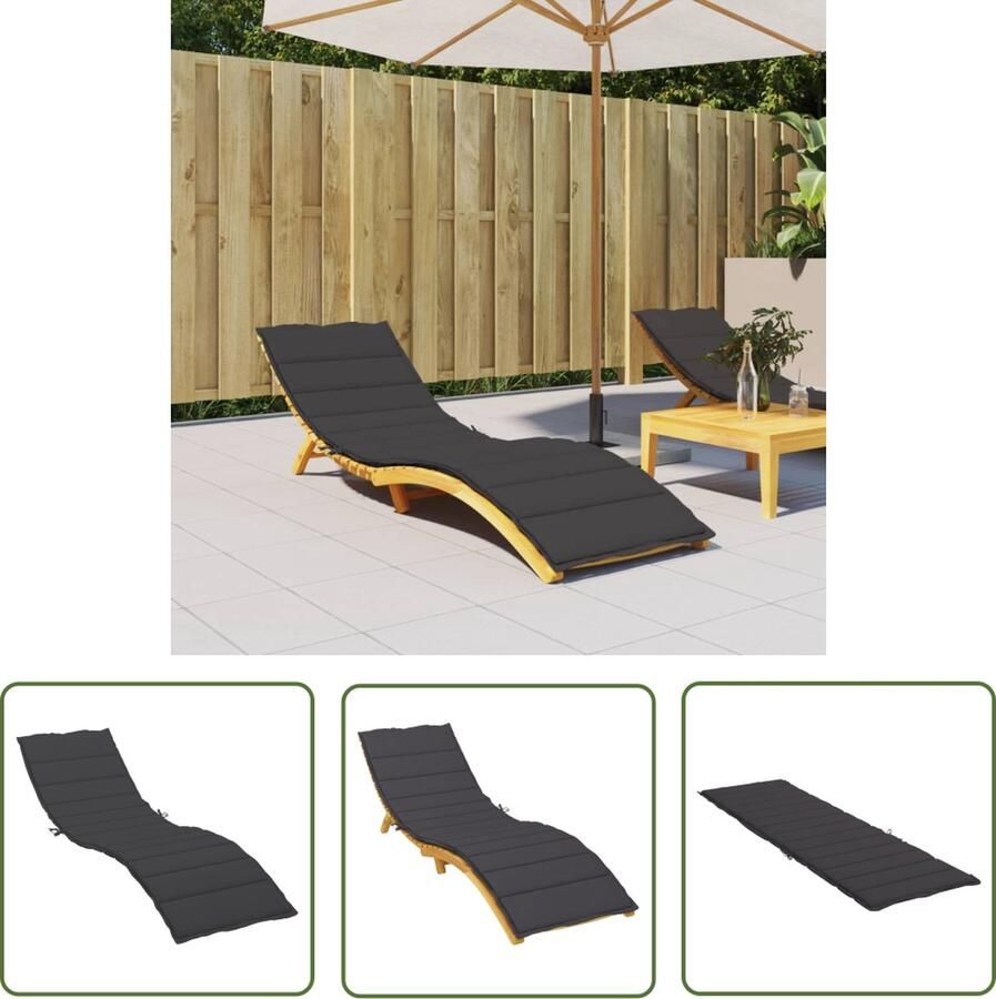 The Living Store Ligbedkussen Oxford stof 200 x 60 x 3 cm Waterafstotend Ligbedkussen Oxford Stof Waterafstotend Tuinstoel Lounge Stoel