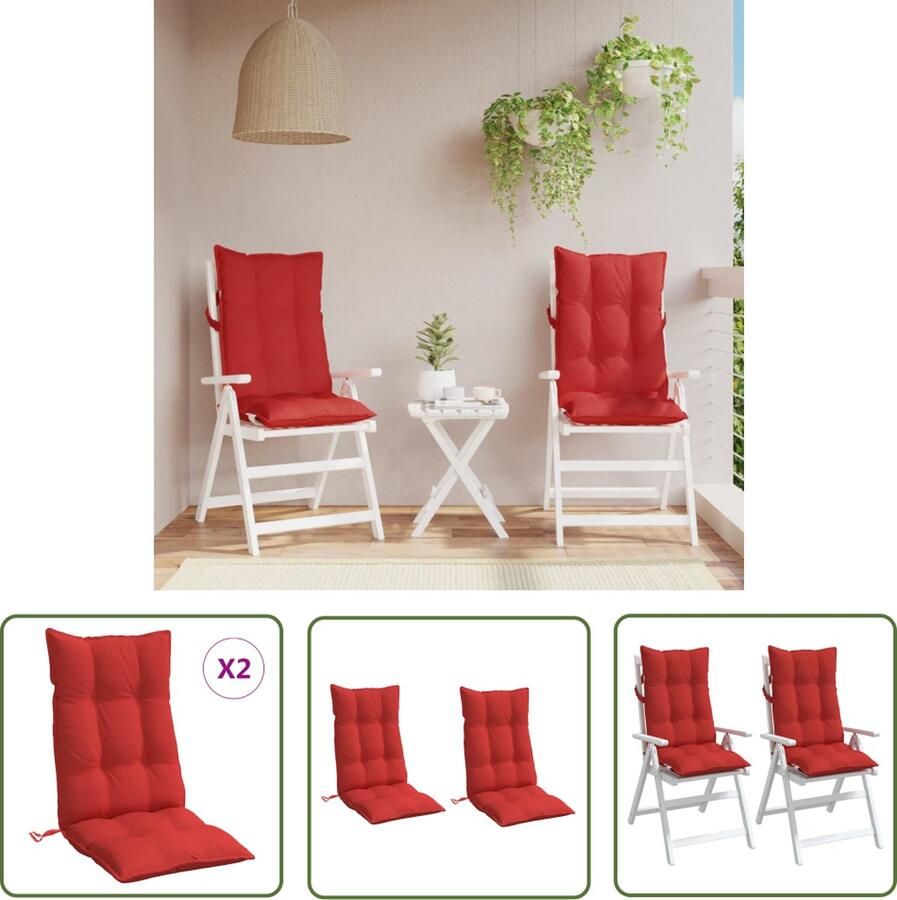 The Living Store Stoelkussen Oxford Rood 120 x 50 x 7 cm Waterafstotend Stoelkussens Oxford Stof Rode Stoelkussens Tuinstoel Kussens Outdoor Kussens