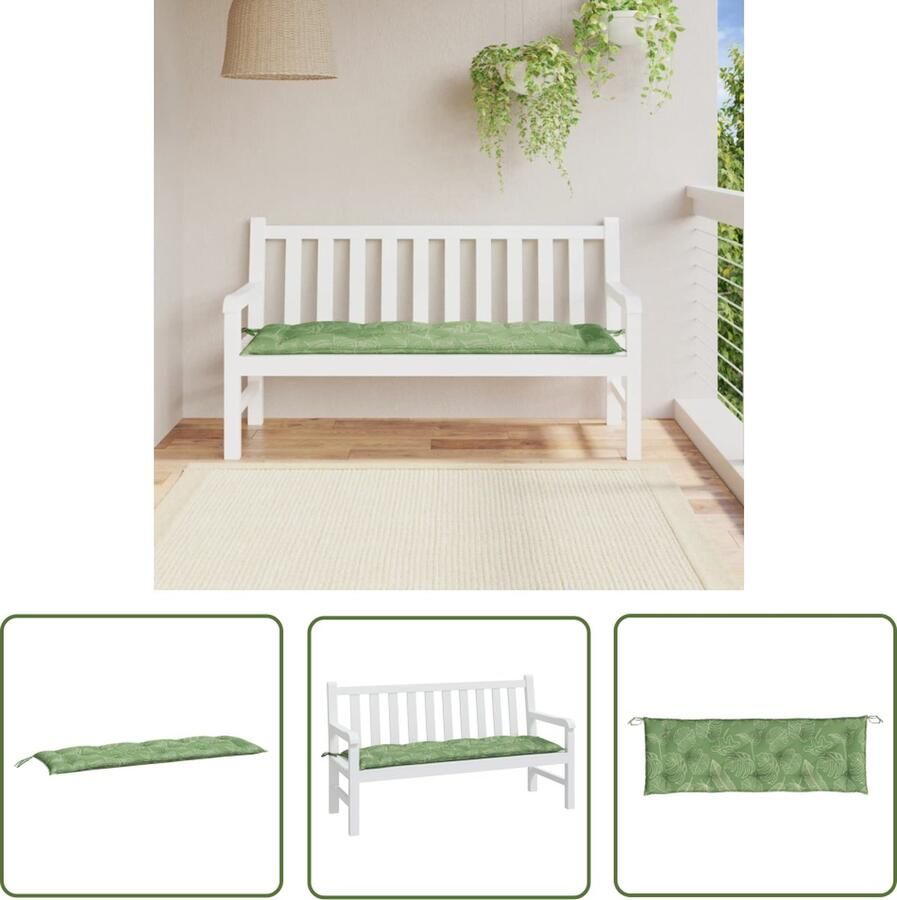 The Living Store Tuinbankkussen 150x50x7 cm oxford stof bladpatroon Tuinbankkussen Oxford Stof Tuinkussen Balkondecoratie Lounge Set