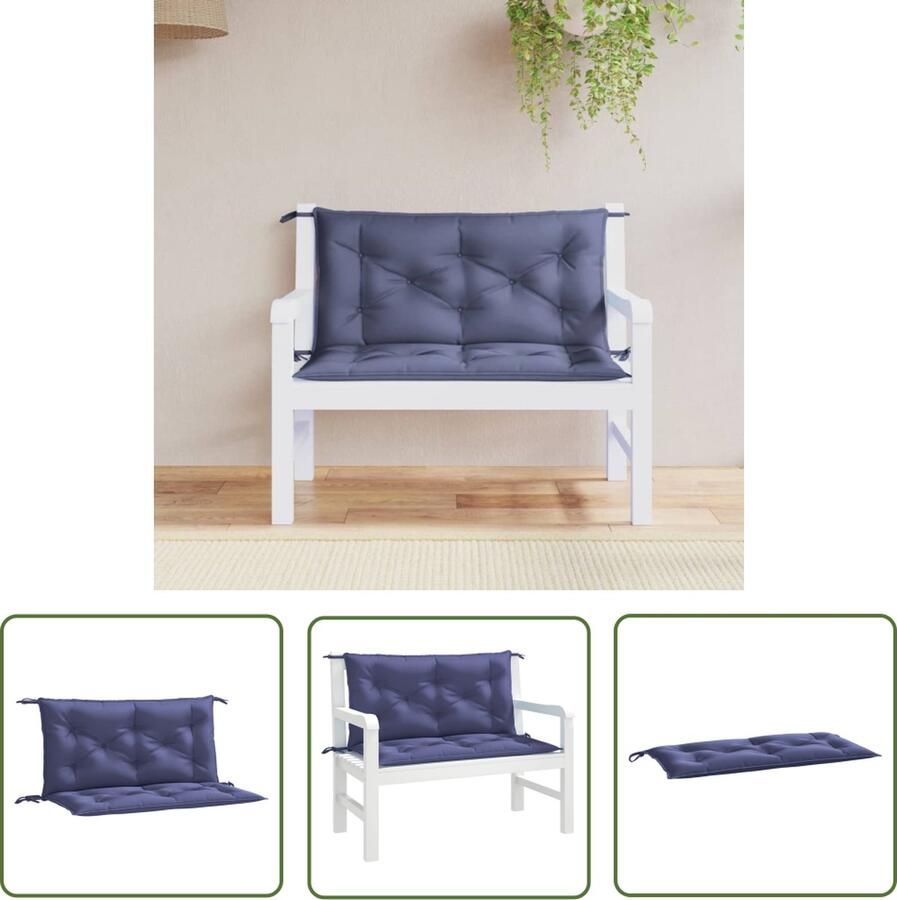 The Living Store Tuinbankkussens 2 st 100x50x7 cm oxford stof marineblauw Tuinbankkussens Oxford Stof Tuinkussens Lounge Set Balkondecoratie