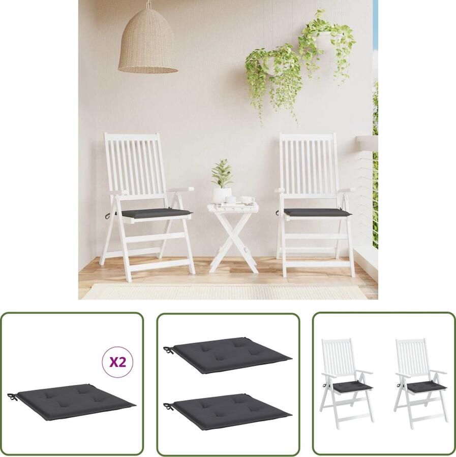 The Living Store Tuinstoelkussens 2 st 40x40x3 cm oxford stof antracietkleurig Tuinstoel Kussentje Oxford Stof Antraciet Outdoor Kussens Balkon Kussens