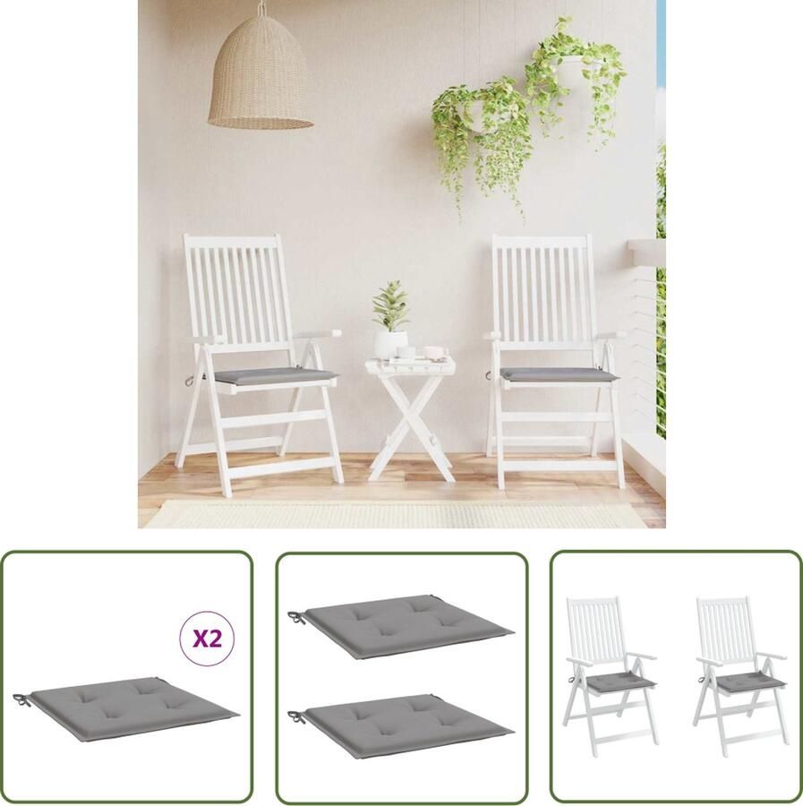 The Living Store Oxford Stoelkussens 40x40x3 cm Grijs Waterafstotend 2 stuks Tuinstoel Kussentje Oxford Stof Waterdicht Kussen Outdoor Kussen Balkon Kussen