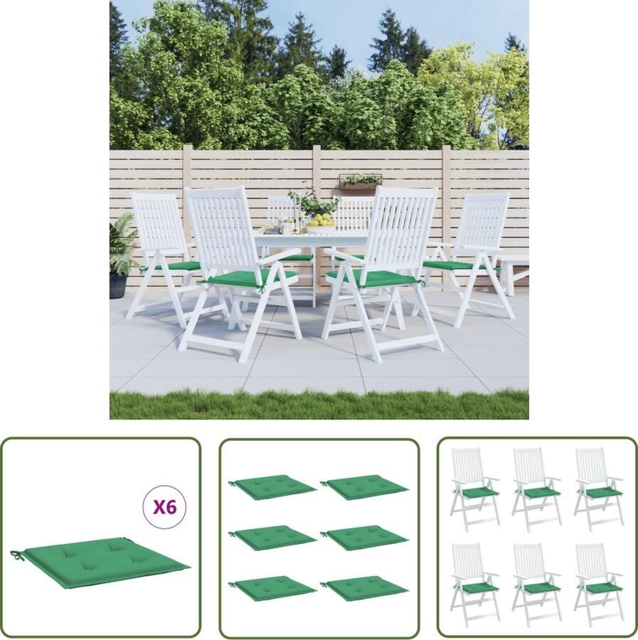 The Living Store Stoelkussens Oxford stof 50x50x3 cm Groen Waterafstotend Tuinstoel Kussentje Oxford Stof Waterdicht Outdoor Kussens Tuinkussens