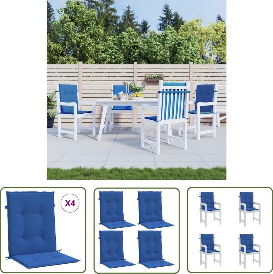 The Living Store Stoelkussens Koningsblauw Lage rugleuning Oxford stof 100x50x3cm Tuinstoel Kussentjes Oxford Stof Blauw Lounge Stoffen Buitentoezettingen
