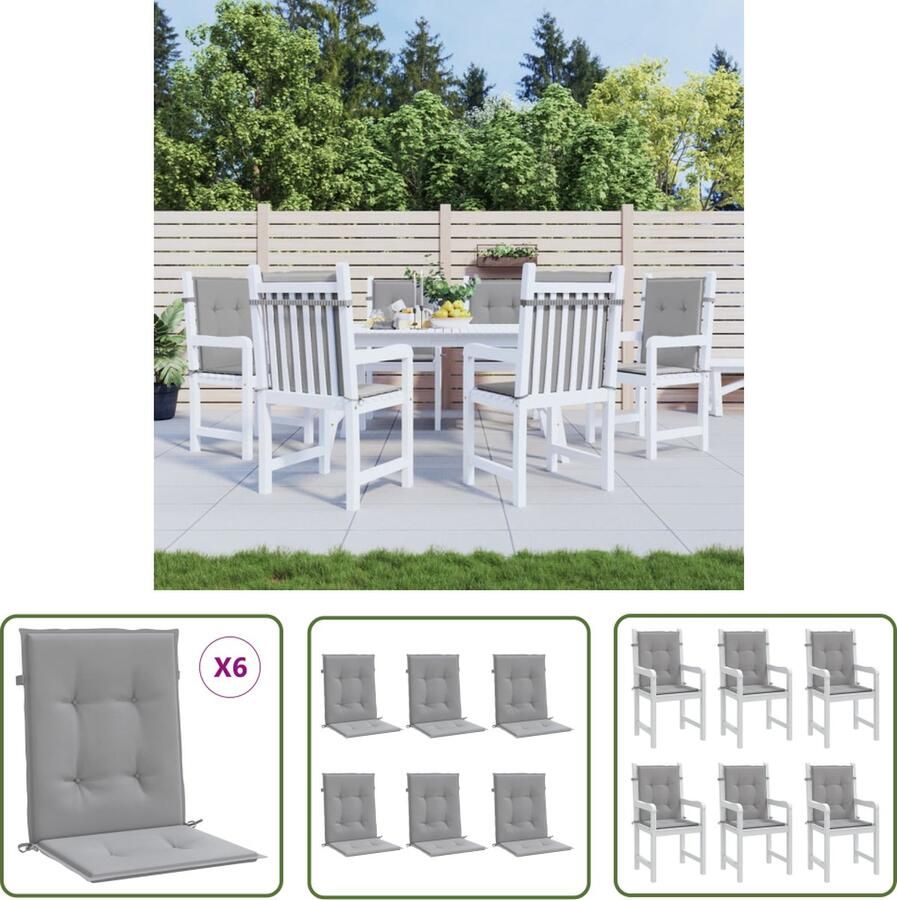 The Living Store Stoelkussens Lage rugleuning 50x40x3cm Grijs Oxford stof Tuinstoel Kussentjes Oxford Stof Lounge Kussens Outdoor Kussens Balkon Kussens
