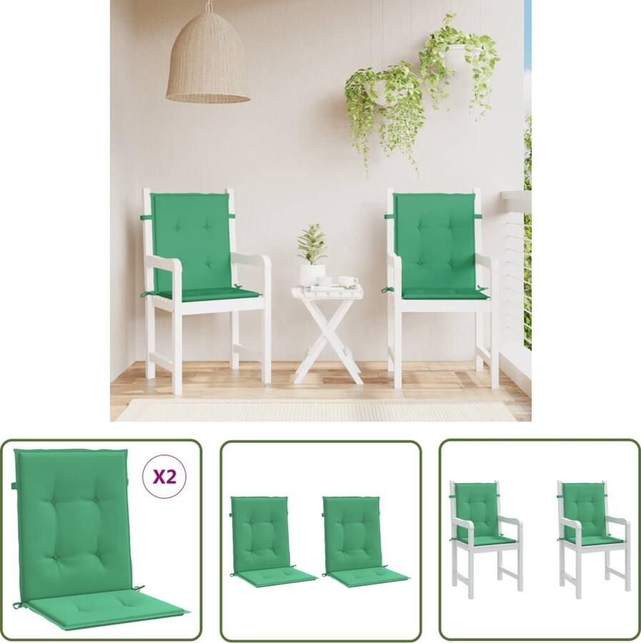 The Living Store Stoelkussens Groen 100 x 50 x 3 cm Oxford stof Duurzaam Zachte vulling Breed toepasbaar Anti-slipontwerp Tuinstoel Kussentjes Oxford Stof Outdoor Kussens Lounge Kussens Balkon Kussens