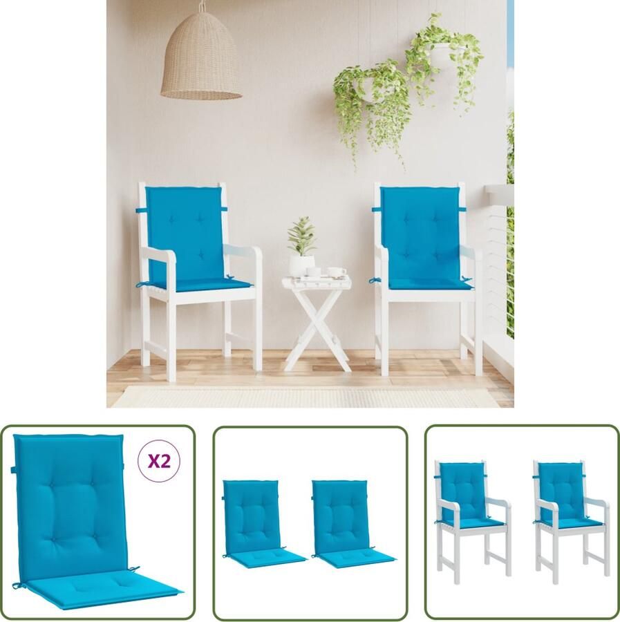 The Living Store Tuinstoelkussens lage rug 2 st 100x50x3 cm oxford stof blauw Tuinstoel Kussentjes Oxford Stof Buitentoestellen Lounge Set Terrasdecoratie