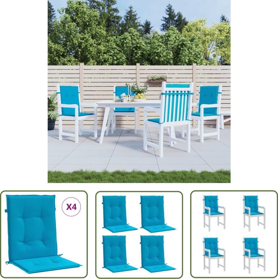The Living Store Stoelkussens Lage Rugleuning 100x50x3 cm Blauw Oxford Stof Zachte Vulling Anti-Slipontwerp Tuinstoel Kussentjes Oxford Stof Lounge Kussens Buitendecoratie Balkon Accessoires