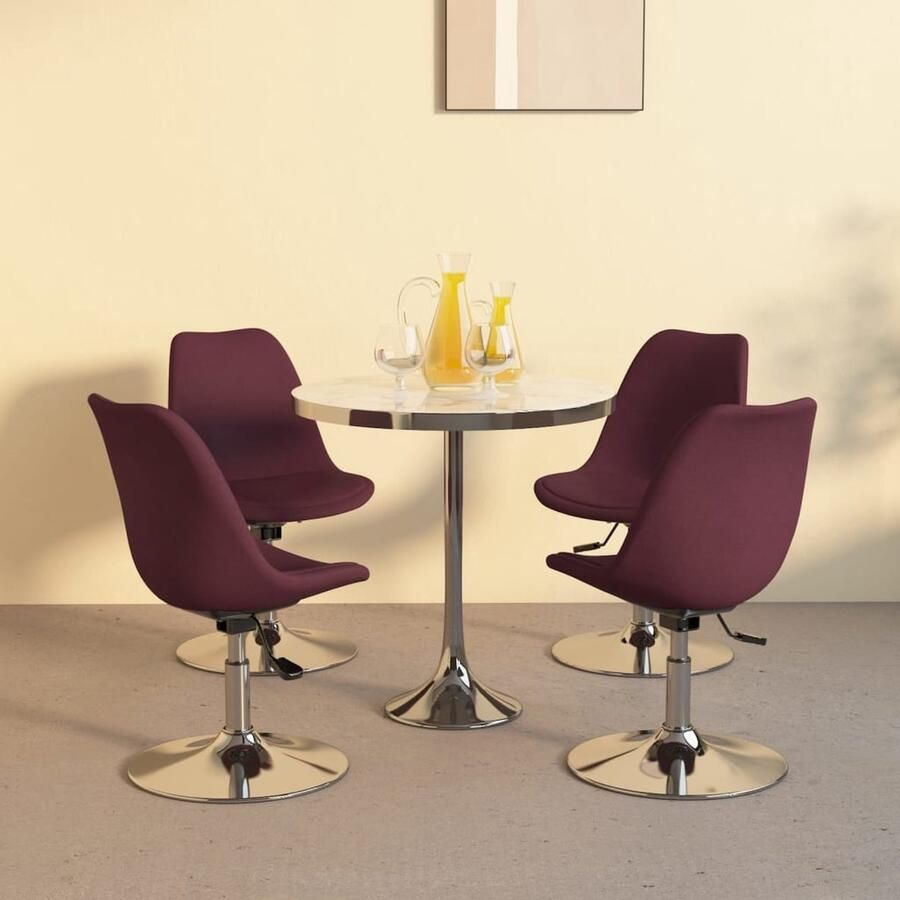 VidaXL Paarse Draaibare Eetkamerstoelen Set van 4 Eetkamerstoel Paarse Stoel Met Armleuningen Lounge Stoel Dining Chair Velours Stoel Modern Meubilair Luxe Stoel - Foto 2