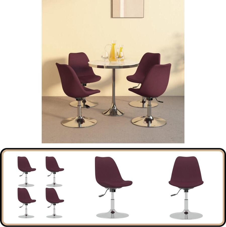 VidaXL Paarse Draaibare Eetkamerstoelen Set van 4 Eetkamerstoel Paarse Stoel Met Armleuningen Lounge Stoel Dining Chair Velours Stoel Modern Meubilair Luxe Stoel