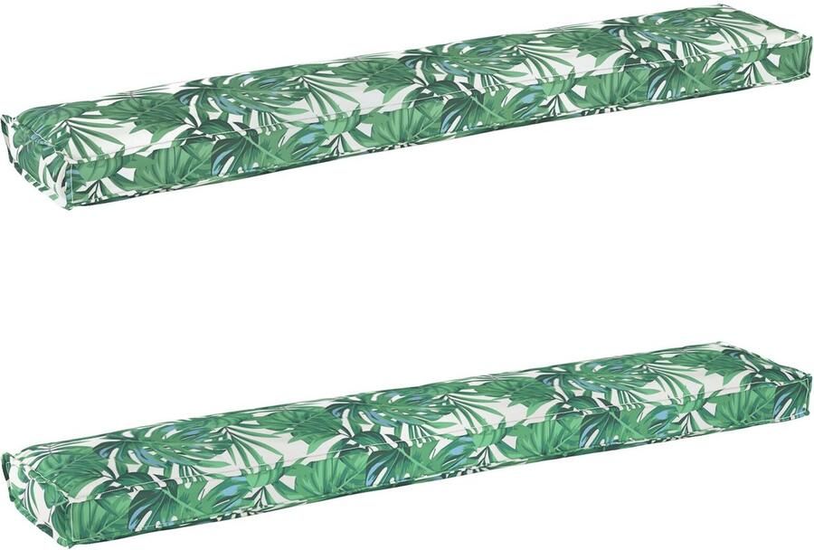 VidaXL Palletkussens voor op de Bank 2 Stuks met Bladpatroon 200x40x8 cm Oxford Stof - Foto 2