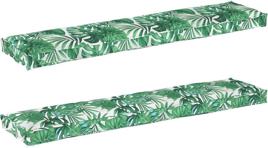 VidaXL Pallet Kussens voor Bank 2 stuks Bladerenpatroon 180x40x8 cm Oxford Stof