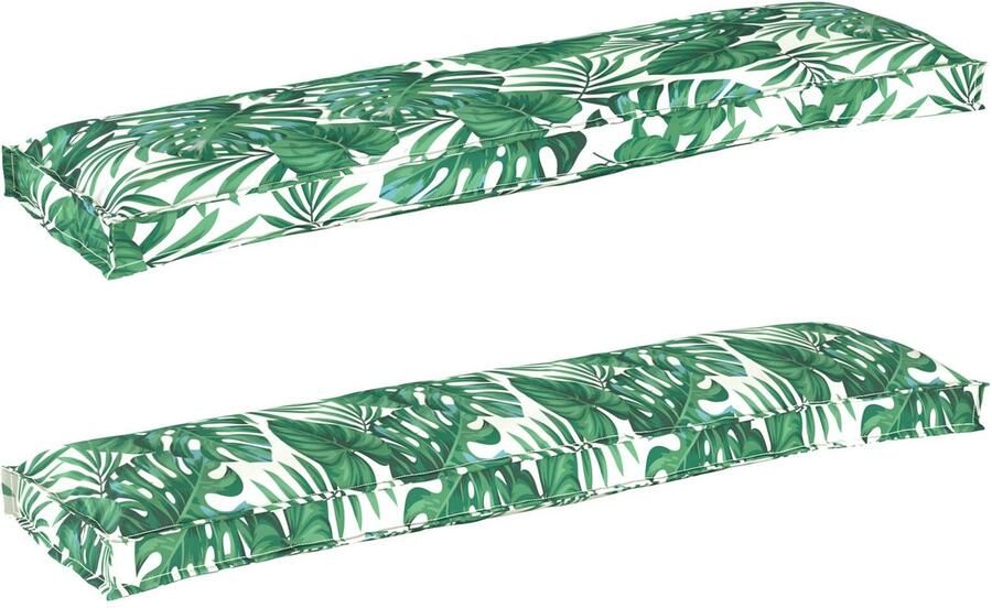 VidaXL Ligbedkussens voor Bank 2 stuks met Bladerenpatroon 150 x 40 x 8 cm Oxfordstof