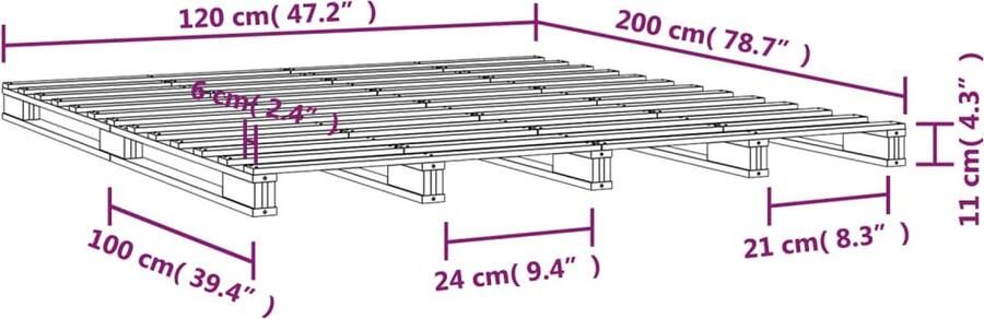 VidaXL -Palletbed-massief-grenenhout-120x200-cm - Foto 2