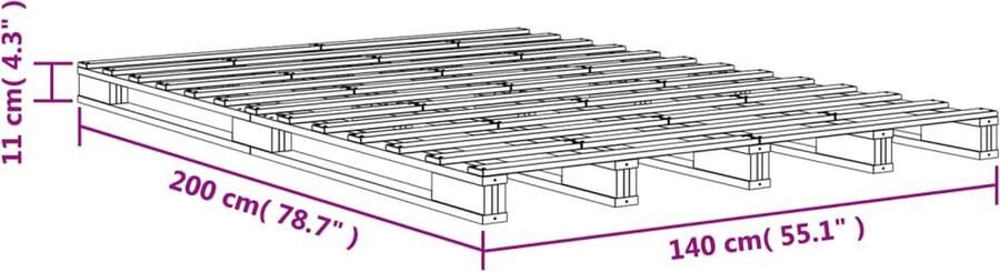 VidaXL -Palletbed-massief-grenenhout-wasbruin-140x200-cm - Foto 3