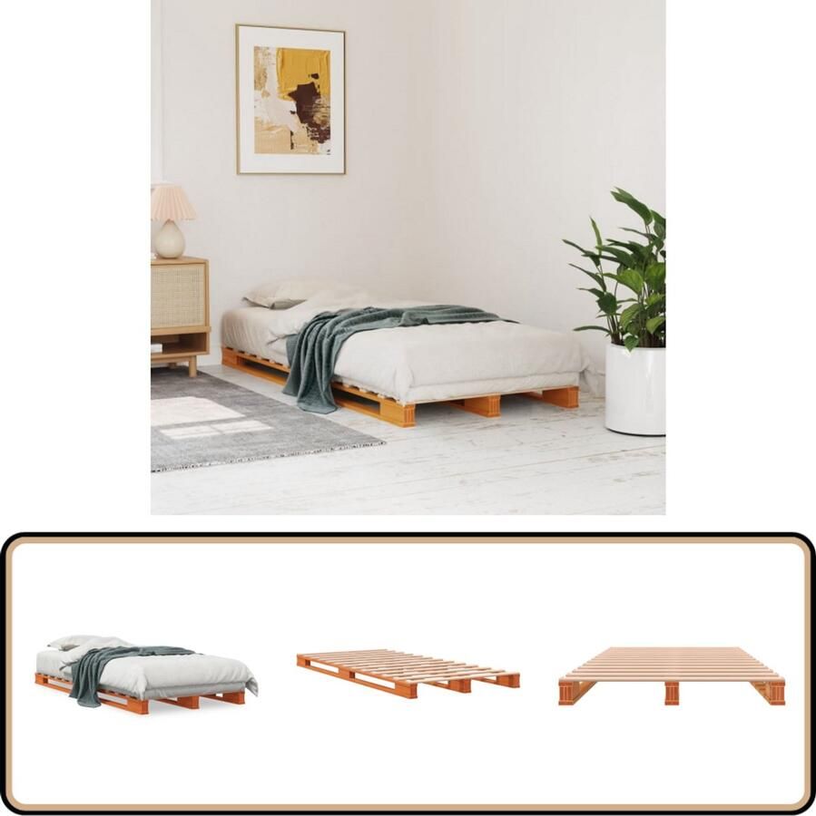 VidaXL Palletbed massief grenenhout wasbruin 90x200 cm