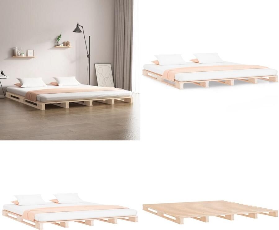 VidaXL Palletbed massief hout 180x200 cm Palletbed Palletbedden Bed Slaapkamermeubel