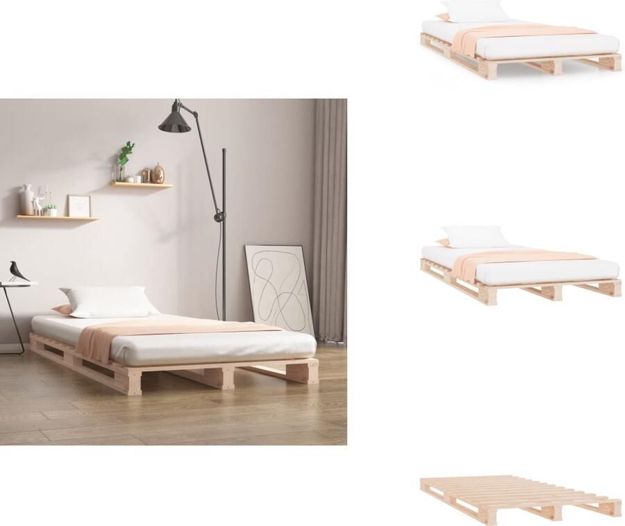 VidaXL Palletbed Palletbedden Bed Slaapkamermeubel Palletbed massief grenenhout 90x200 cm