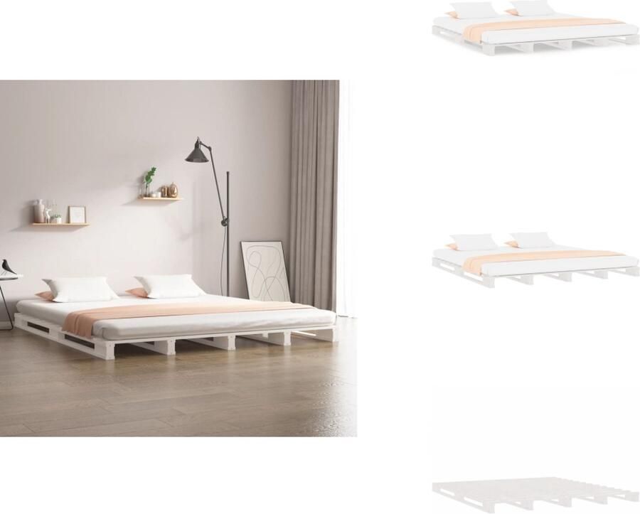 VidaXL Palletbed Palletbedden Bed Slaapkamermeubel Palletbed massief grenenhout wit 160x200 cm
