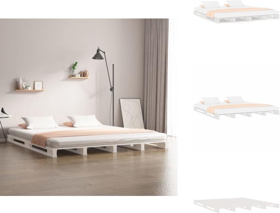 VidaXL Palletbed Palletbedden Bed Slaapkamermeubel Palletbed massief grenenhout wit 200x200 cm
