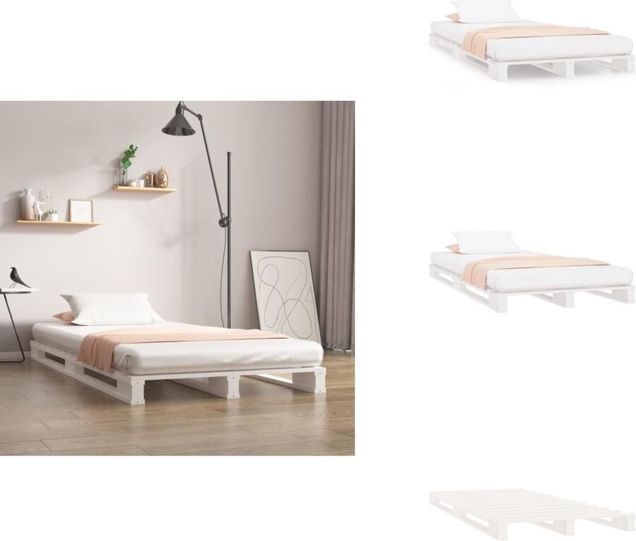 VidaXL Palletbed Palletbedden Bed Slaapkamermeubel Palletbed massief grenenhout wit 75x190 cm