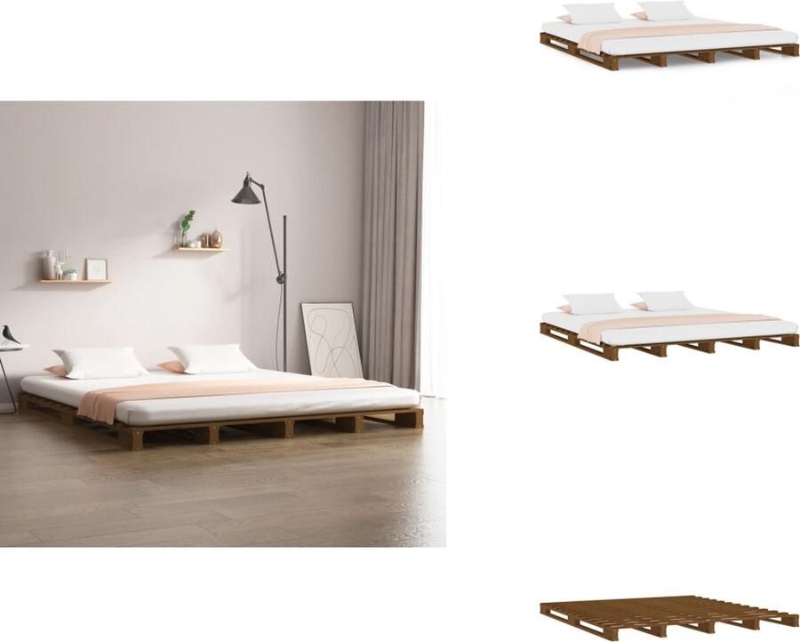 VidaXL Palletbed Palletbedden Bed Slaapkamermeubel Palletbed grenenhout honingbruin 120x190 cm 4FT Small Double