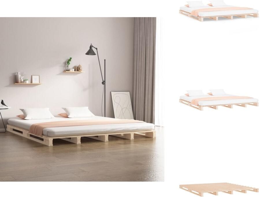 VidaXL Palletbed Palletbedden Bed Slaapkamermeubel Palletbed massief hout 150x200 cm - Foto 2