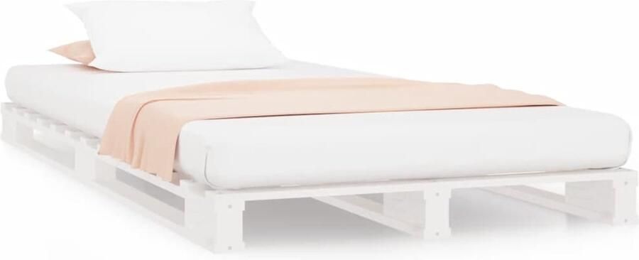 VidaXL Palletbed Wit Massief Grenenhout 90x200 cm Palletbed Massief Grenenhout Wit Bed Enkel Bed Design Bed Budget Bed Kamerinrichting Slaapkamer Meubels - Foto 2