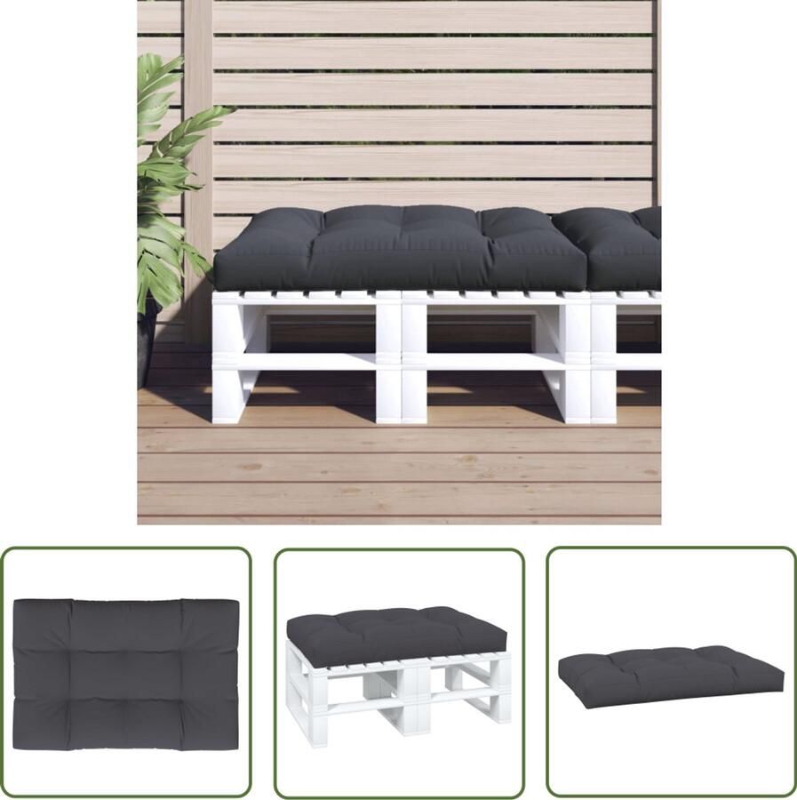 VidaXL Palletkussen 120x80x12 cm Antraciet Palletkussen Buitenkussen Balkondecoratie Tuinkussen Lounge Kussen Zitzak