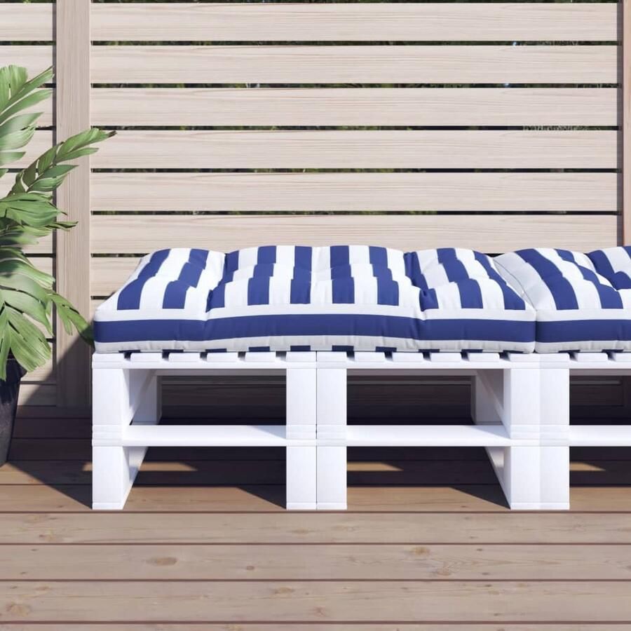 VidaXL Palletkussen 120x80x12 cm Blauw-Wit Palletkussentjes Outdoor Meubilering Balkondecoratie Tuinaccessoires Lounge Set Patioset Waterafstotende Kussens Zomerdekking - Foto 2