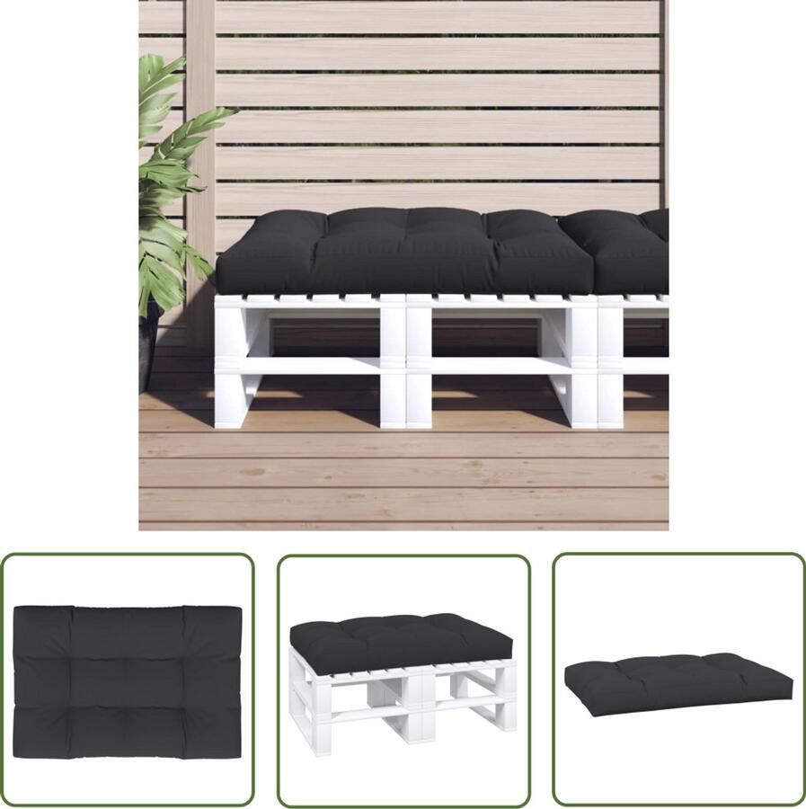 VidaXL Palletkussen 120x80x12 cm Zwart Palletkussentjes Buitenaankleding Tuinkussens Loungekussens Zitzakken Outdoordecoratie Patio Accessoires