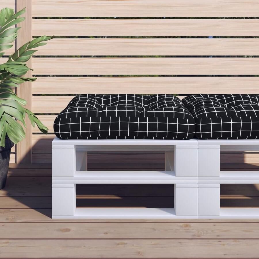 VidaXL Palletkussen 50x50x12 cm Zwart Ruitpatroon Palletkussentjes Outdoor Meubilering Tuinkussens Balkondecoratie Lounge Set Accessoires Waterafstotende Kussens Patio Furniture - Foto 2
