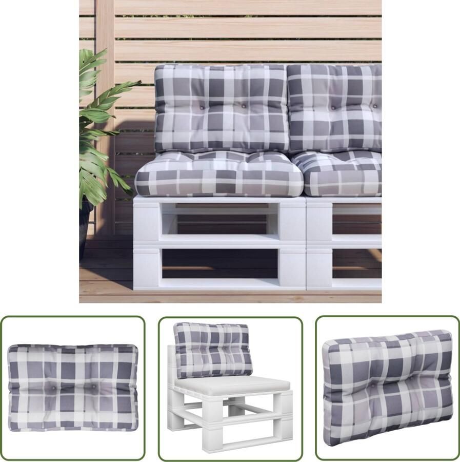 VidaXL Palletkussen 60x40x12 cm Grijs Waterafstotend Buitenkussen Palletkussen Balkondecoratie Tuinstoel Zitkussen