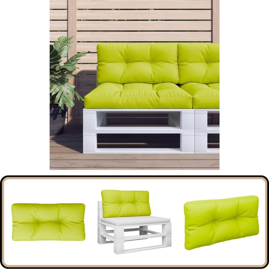 VidaXL Palletkussen 70x40x12 cm Heldergroen Palletkussen Tuinstoel Balkondecoratie Lounge Kussen Outdoor Kussen