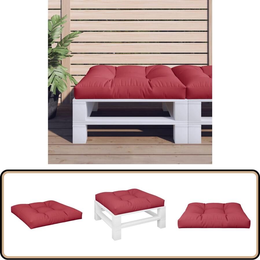 VidaXL Palletkussen 70x70x12 cm Wijnrood Palletkussen Tuinkussen Lounge Kussen Zitzak Outdoor Meubilair