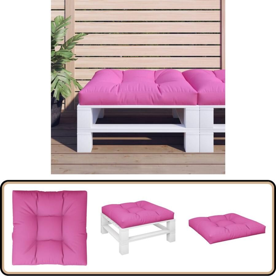 VidaXL Palletkussen 80x80x12 cm Roze Waterafstotend Palletkussen Buitenkussen Tuinkussen Balkondecoratie Lounge Set